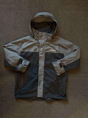 Magellan Outdoors Men's Gray and Black Waterproof Hooded Raincoat